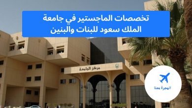 تخصصات الماجستير في جامعة الملك سعود للبنات