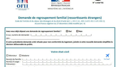 استمارة لم الشمل في فرنسا
