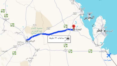 خريطة توضح طريق من الرياض الى الاحساء