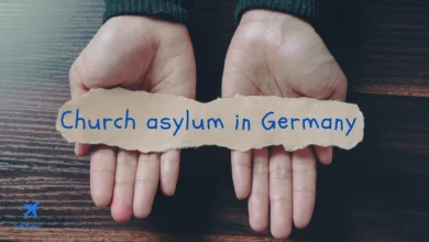 صورة بها عبارة اللجوء الكنسي في ألمانيا باللغة الإنجليزية