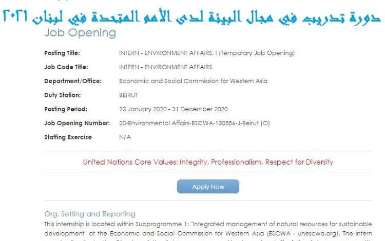 ‏دورة تدريب في مجال البيئة لدى الأمم المتحدة في لبنان ‏2025